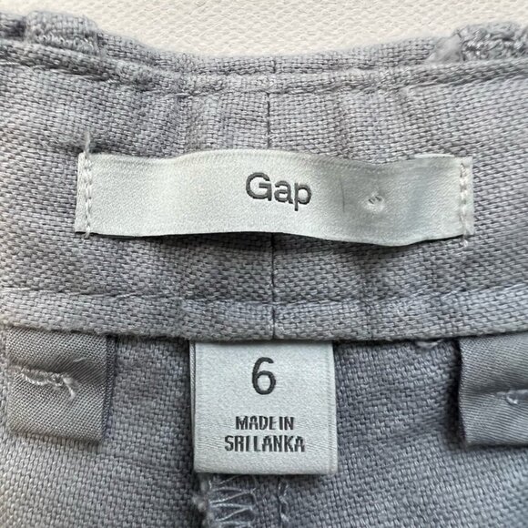 Gap Womens Straight Leg Pants Gray Mid Rise Pockets Linen Blend Twill 30 In 6 - Picture 11 of 11